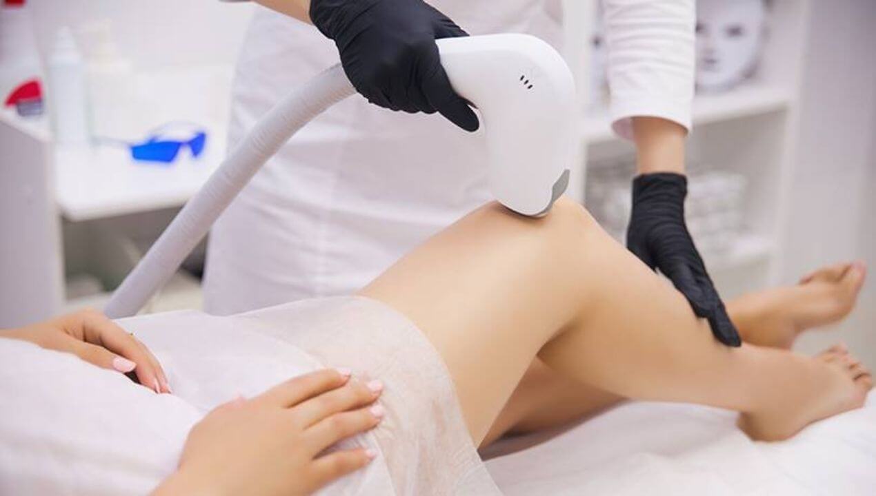 Laser Hair Reduction Treatment on Women leg